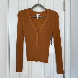 NWT Leith ribbed rust brown Henley Shirt size small